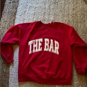 THE BAR VARSITY CREWNECK SWEATSHIRT. RED. SIZE XL